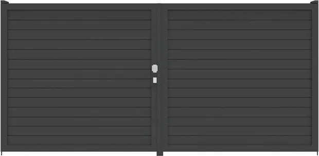 Cancello manuale battente Maia120 Close ALBA in alluminio grigio antracite, apertura centrale, L 300 x H 160 cm