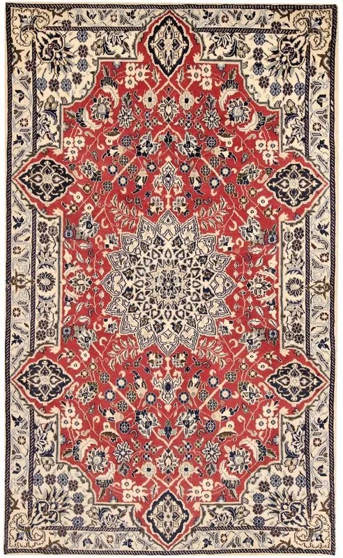 Nain Tappeto persiano 120x200 Rosso (Iran) Annodato A Mano