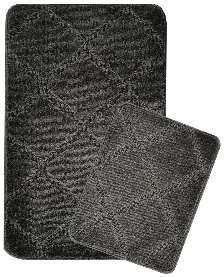 Set di tappetini per il bagno color antracite 2 pz 50x80 cm Cizgili – Foutastic