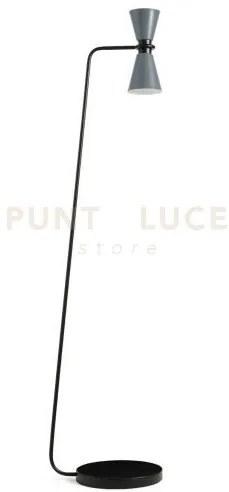 Graal lampada da terra 2 luci metallo grigio particolari neri  h.172cm