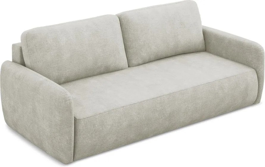 Divano color crema allungabile/con contenitore con rivestimento in ciniglia 218 cm Lilo – Makamii