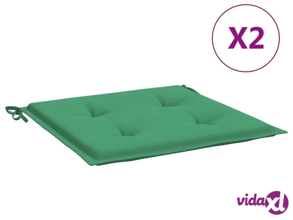vidaXL Cuscini per Sedia 2 pz Verdi 40x40x3 cm in Tessuto Oxford