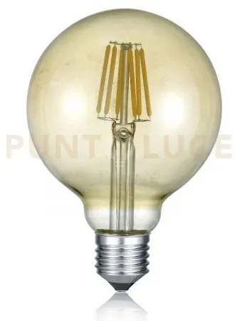 Lampadina led 6w · 660lm, 2700k  wire globo ambrata d. 18cm x h. 32cm
