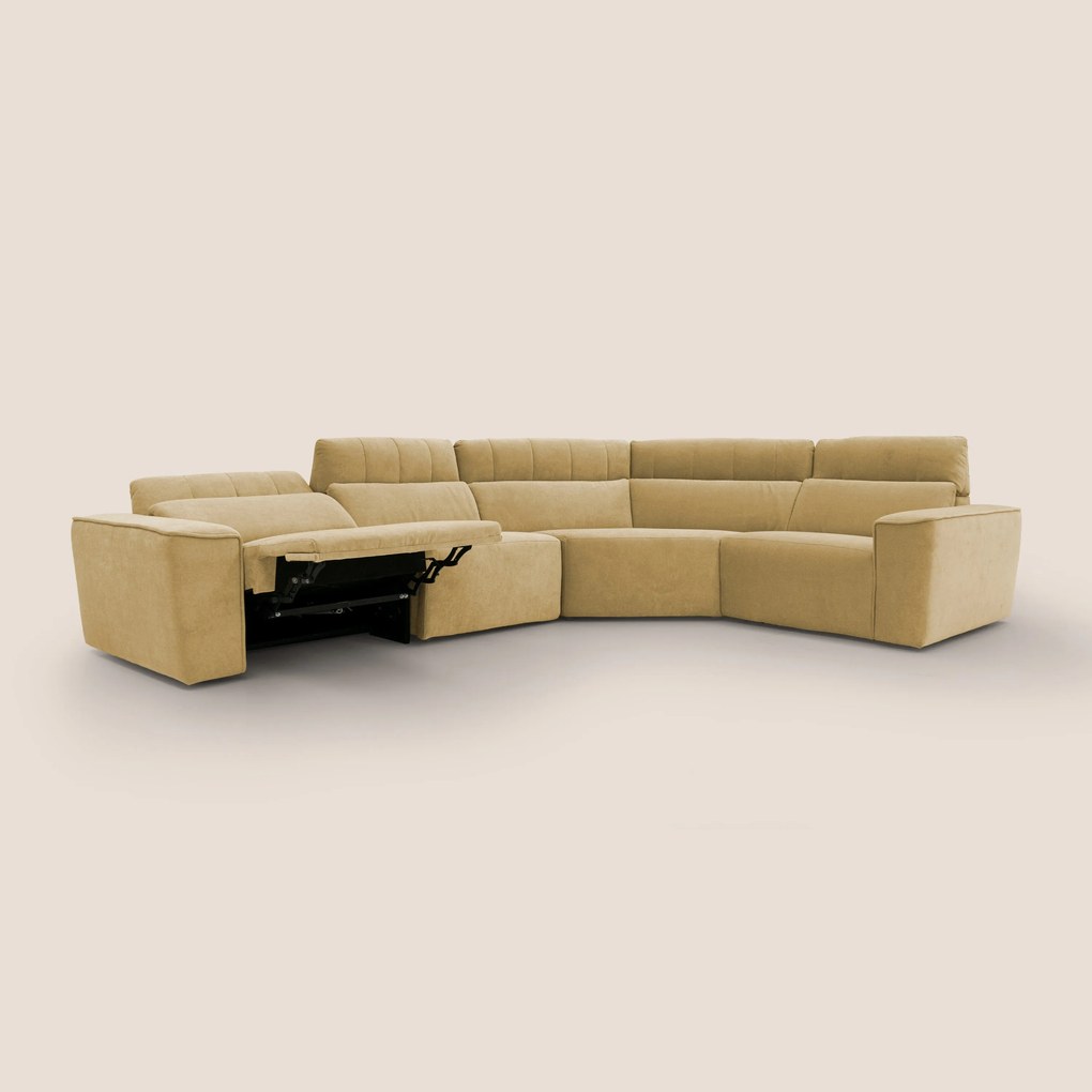 Clark Divano modulare angolare REVERSIBILE con opzione relax elettrico in tessuto smacchiabile impermeabile T17 giallo