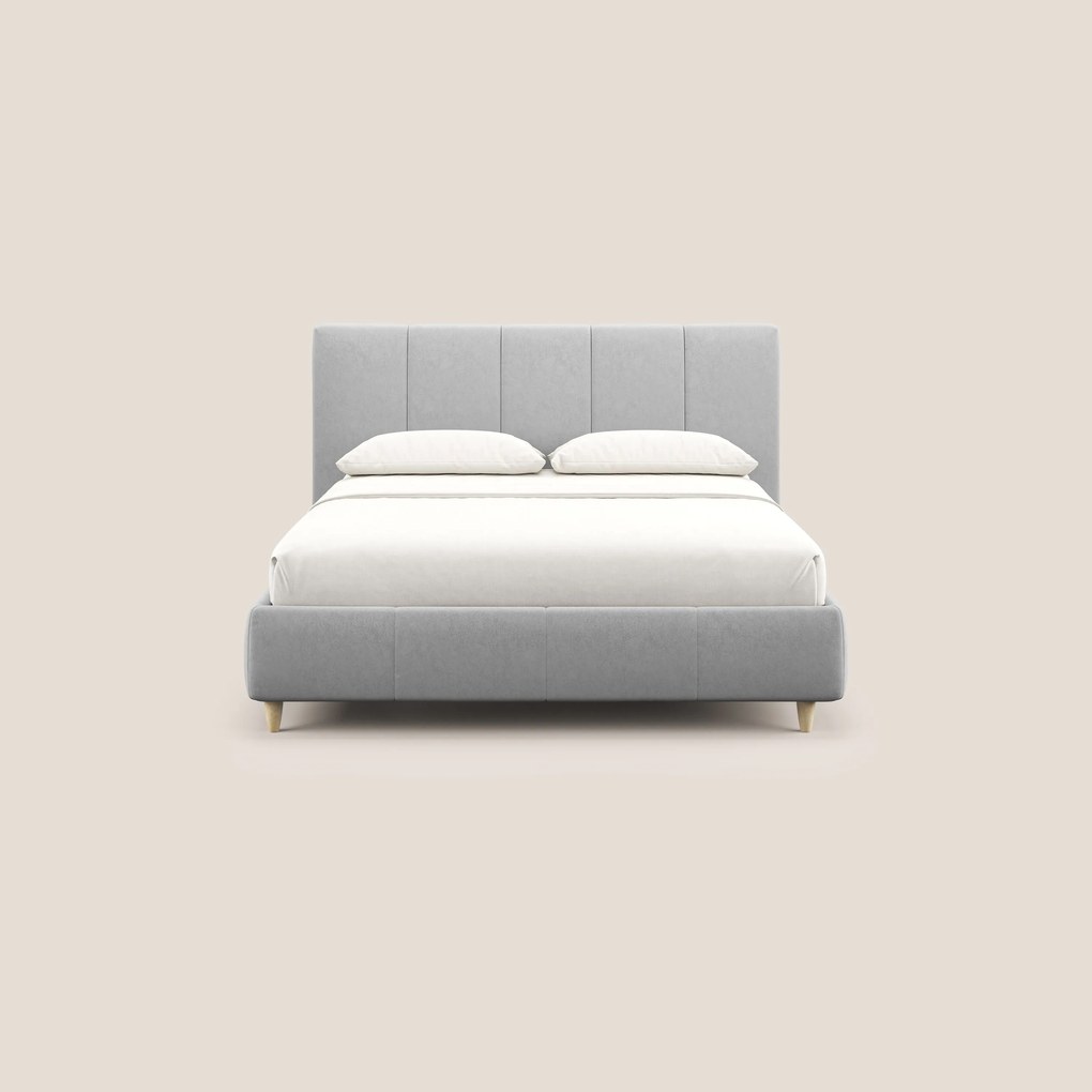Laura letto imbottito contenitore e sfoderabile in microfibra velluto impermeabile T09