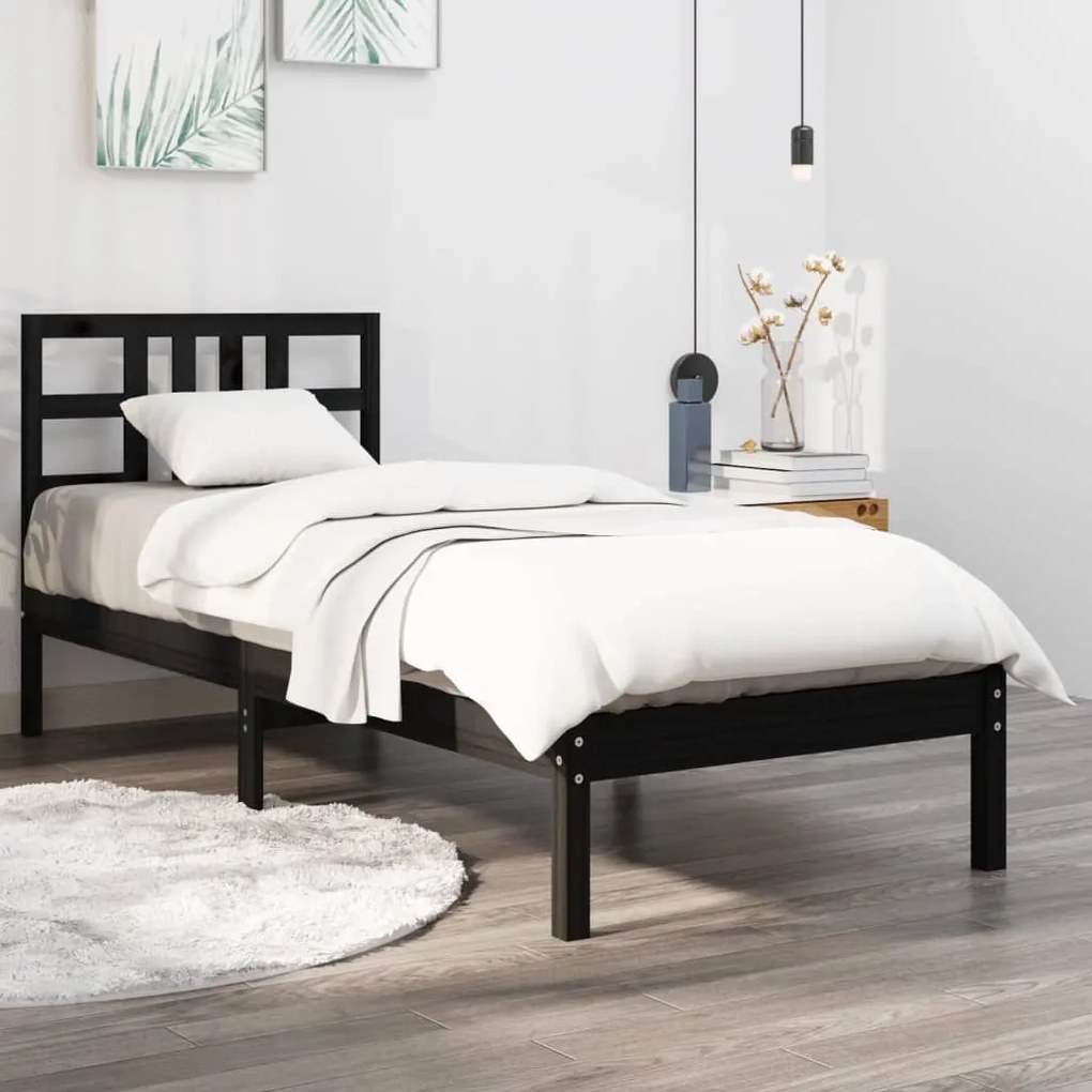 Giroletto İn Legno Massello Nero 75x190 Cm Small Single /