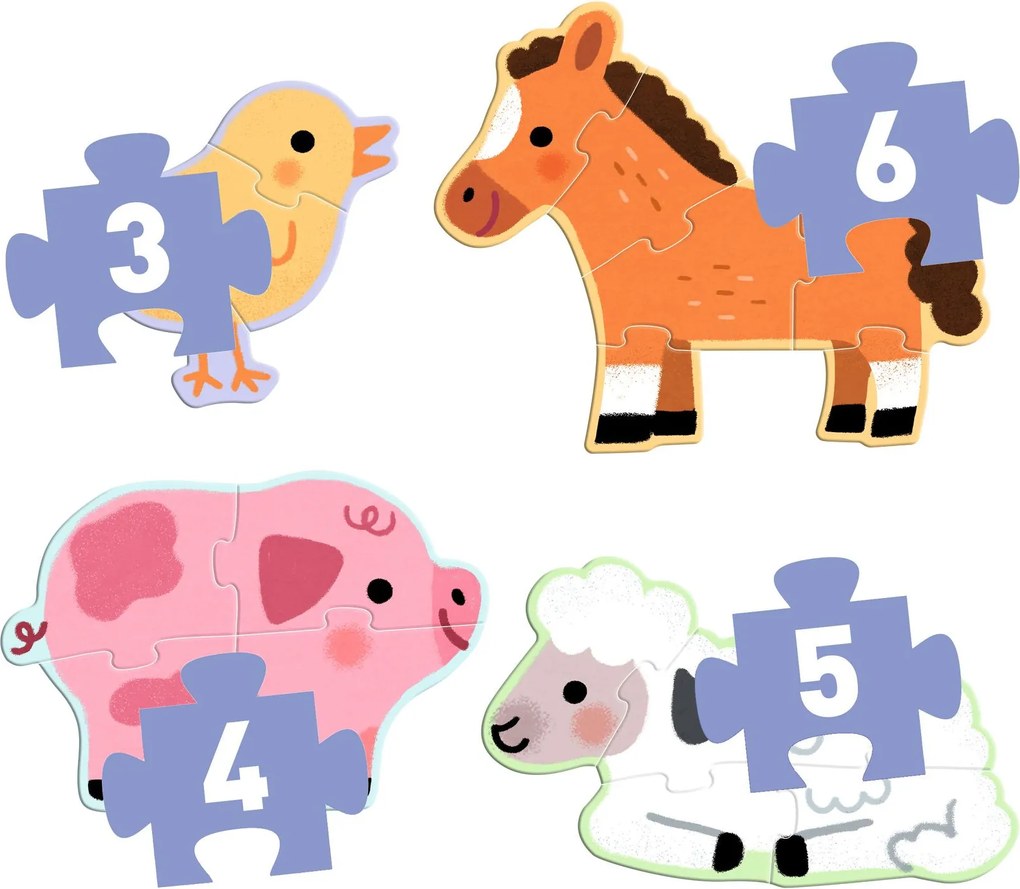 Primo puzzle - in fattoria - 3, 4, 5, 6 pezzi