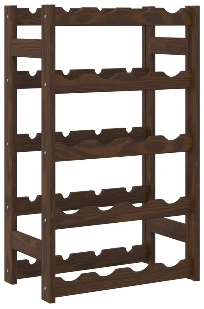 Portabottiglie per 20 bottiglie marrone legno massello di pino