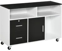 Mobile Porta Stampante con Cassetti 100x35x65 cm in Legno Truciolare Nero e Bianco