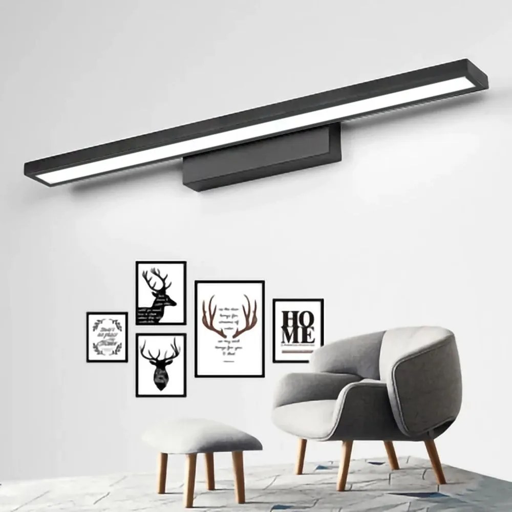 LAMPADA DA MURO DA BAGNO LED SOPRA SPECCHIO 80CM APP841-1W FLAT BLACK