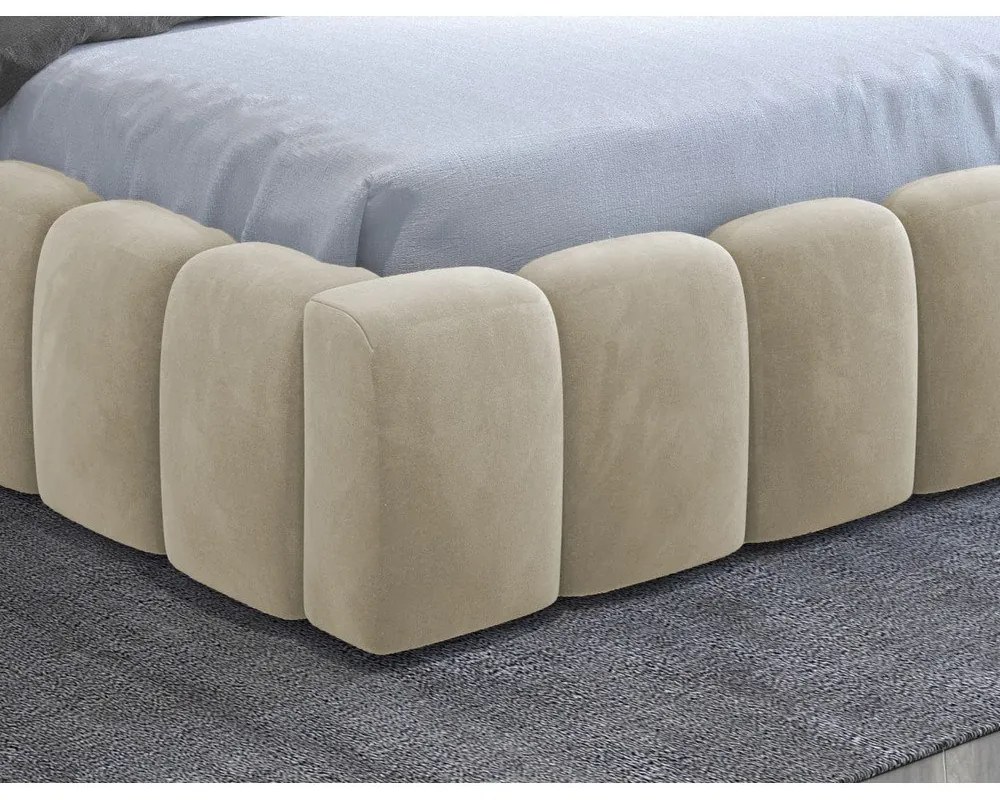 Letto matrimoniale imbottito beige con contenitore con rete inclusa 140x200 cm Lamica – ELTAP