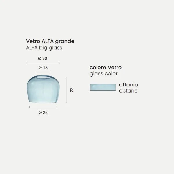 Lampada a sospensione D23 cm in metallo Nero e vetro Ottanio 1 Luce LED PINTA