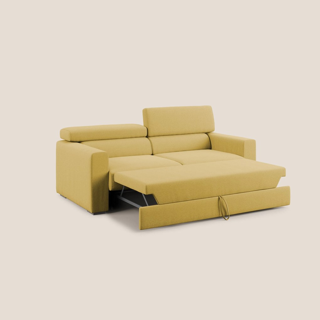 Dylan divano allungabile con pouf estraibile poggiapiedi in tessuto simil cotone impermeabile T13