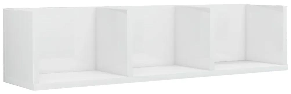 Scaffale porta cd a parete bianco lucido 75x18x18 cm truciolato