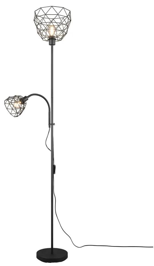 Lampada da terra nera con paralume in metallo (altezza 180 cm) Haval - Trio