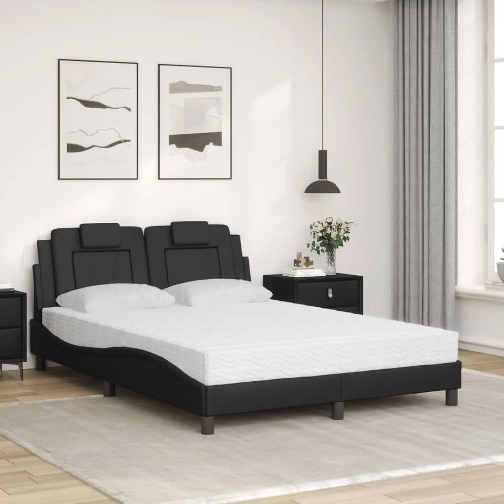 Letto con materasso nero 140x200 cm in similpelle