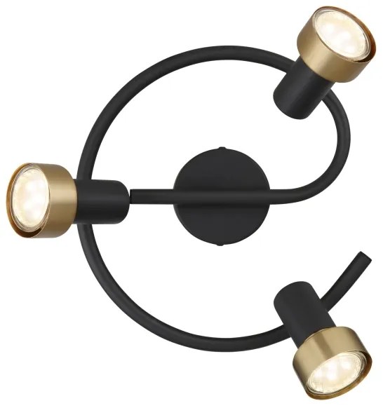 Globo 57917-3G - Faretto  MASON 3xGU10/25W/230V nero/oro