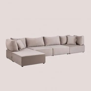 Divano componibile in 4 pezzi con 2 poltrone angolari e pouf in - Sklum