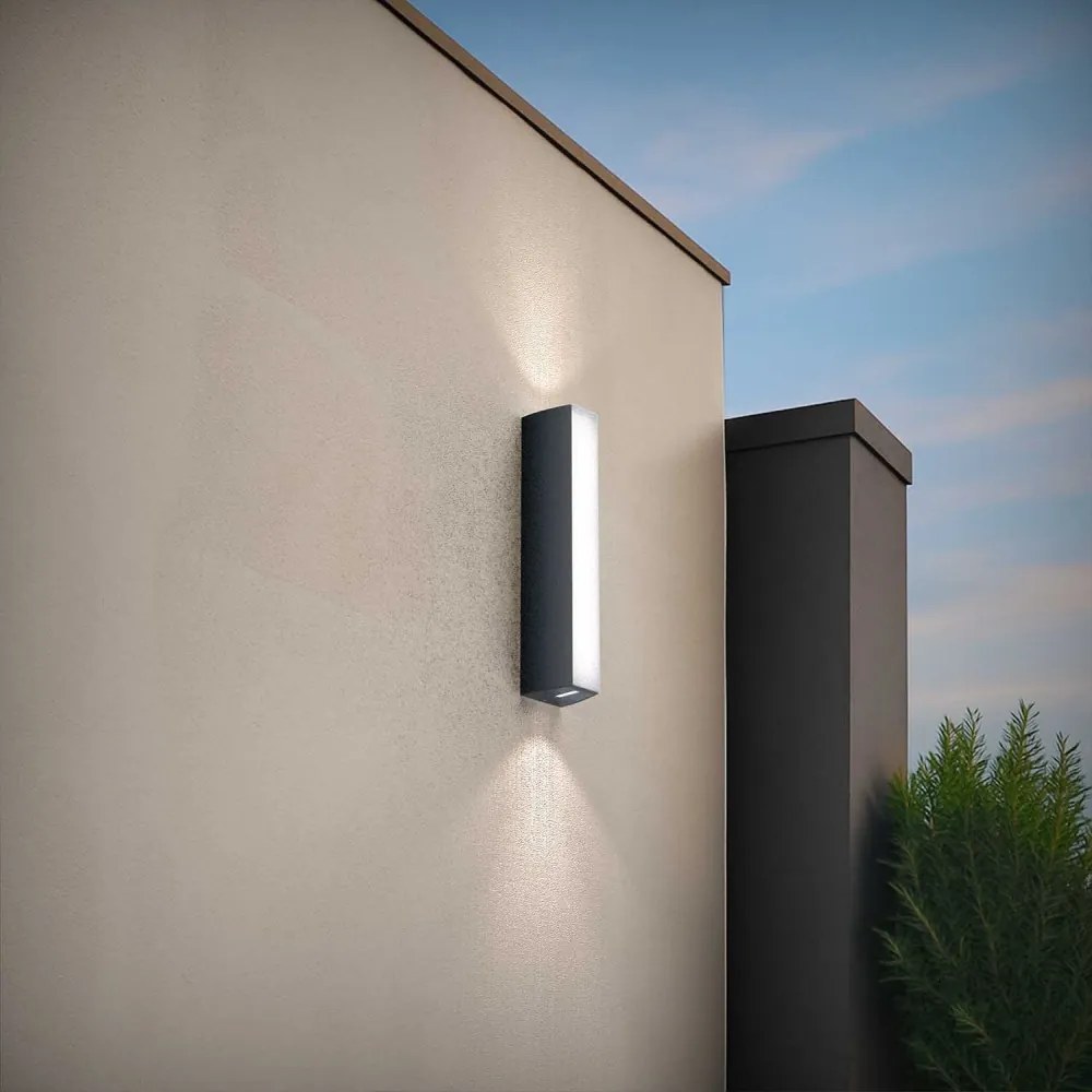 Applique Bidirezionale Nera 12W CCT, IP65 da esterno - Serie FILO Colore Bianco Variabile CCT