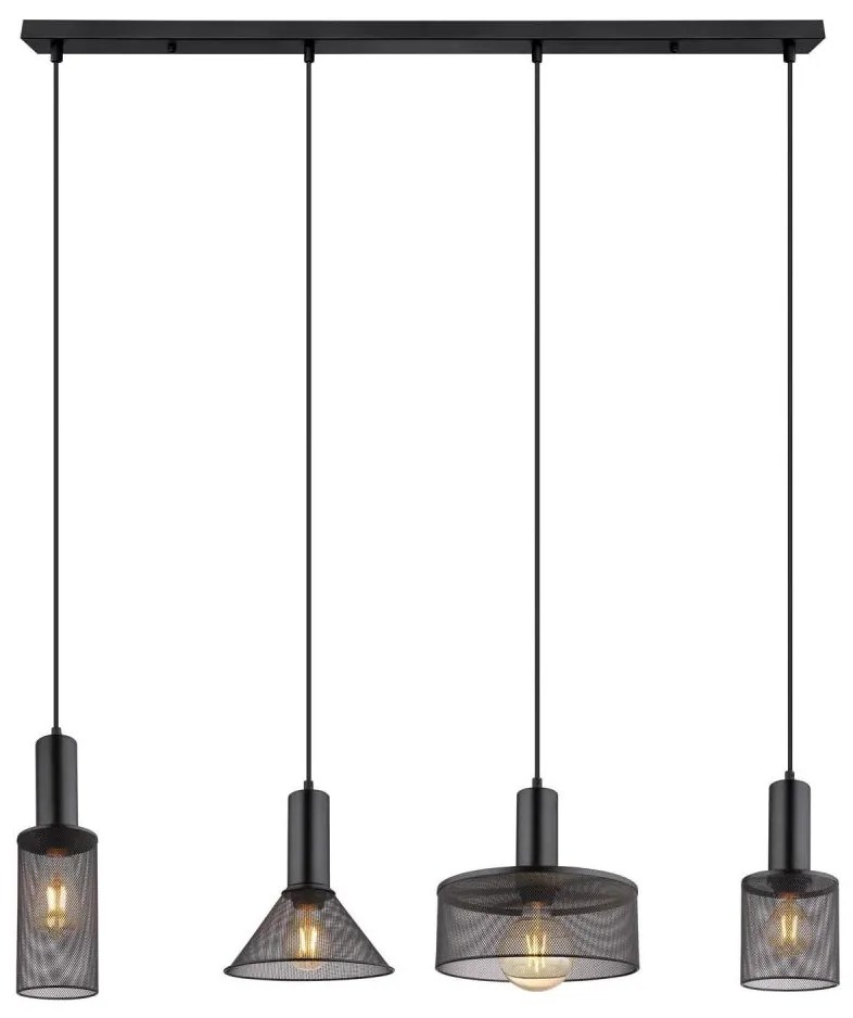 Globo 15648-4H - Lampadario a sospensione con filo JEDD 4xE27/60W/230V nero