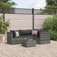 Set Divani da Giardino 5 pz con Cuscini in Polyrattan Grigio 3308082