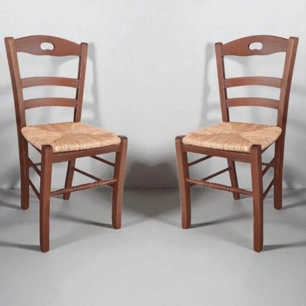 Sedia da cucina con seduta paglia LOIRE Noce SET 2 PZ