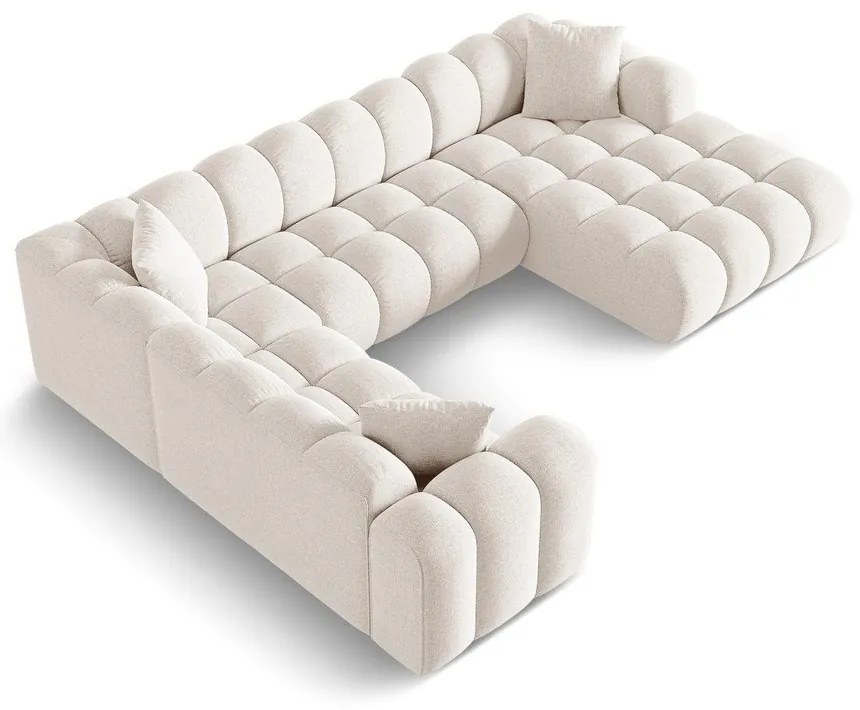 Divano angolare color crema (con penisola a sinistra/a U) con rivestimento in ciniglia Treno – Cosmopolitan Design