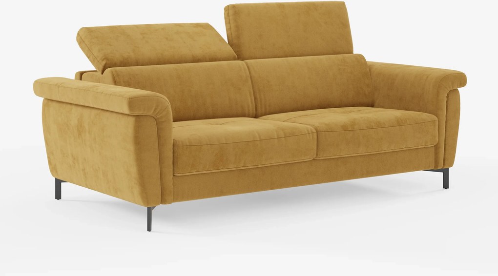 Capri divano letto di design con piedini alti - poggiatesta reclinabili in raffinato tessuto effetto velluto smacchiabile T30