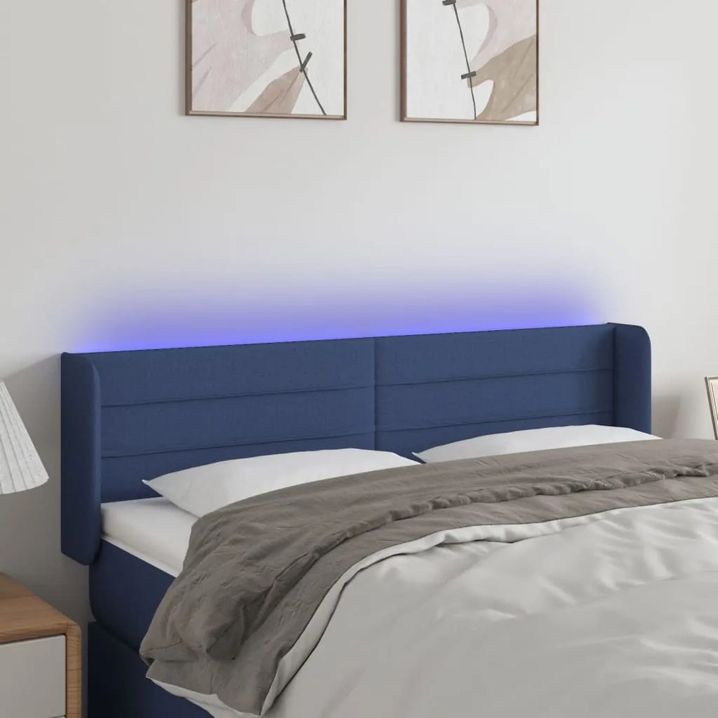 Testiera A Led Blu 147x16x78/88 Cm İn Tessuto /