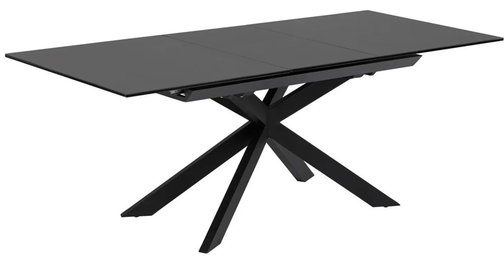 Kave Home - Tavolo allungabile Atminda in vetro e gambe in acciaio finitura nera 160 (210) x 90 cm