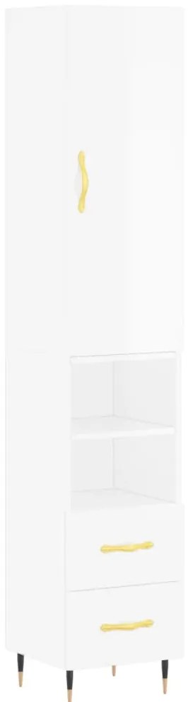 Credenza 34,5x34x180 cm in Legno Multistrato Bianco Lucido