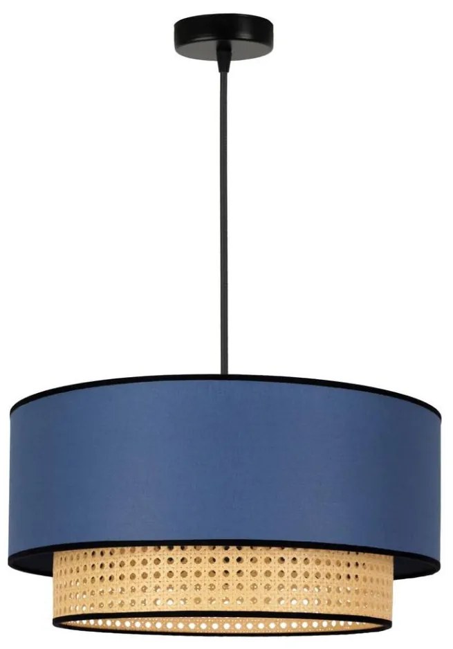 Duolla - Lampadario a sospensione con filo BOHO 1xE27/15W/230V diametro 45 cm blu/rattan