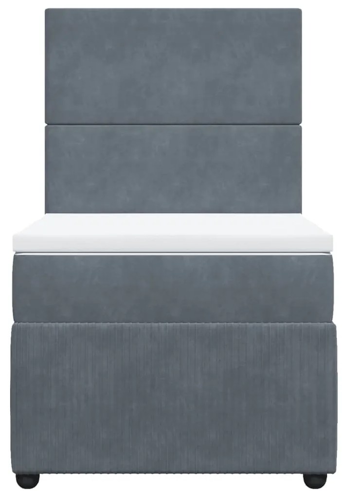 Giroletto a molle con materasso grigio scuro 90x200 cm velluto