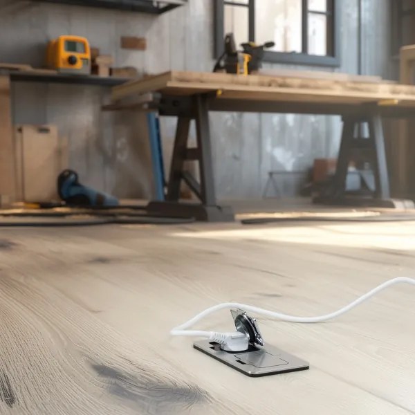 Brilagi - Presa doppia da incasso a pavimento per esterno IP55 cromo opaco rettangolare