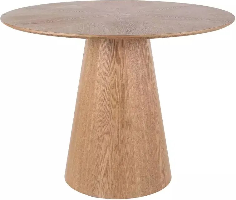 Tavolo Angel rotondo in MDF con impiallacciatura naturale rovere e dettagli nero opaco – Ø100 cm
