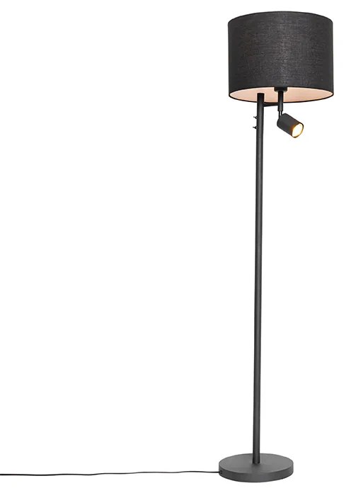 Lampada da terra nera con interno bianco e luce di lettura - Jelena