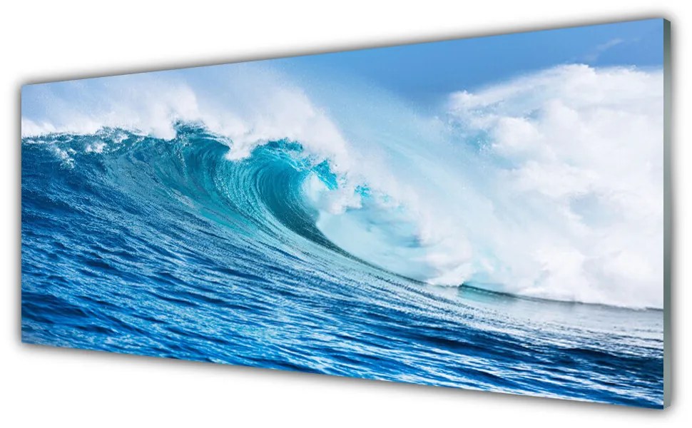 Quadro acrilico Onde Mare Cielo Nuvole 125x50 cm