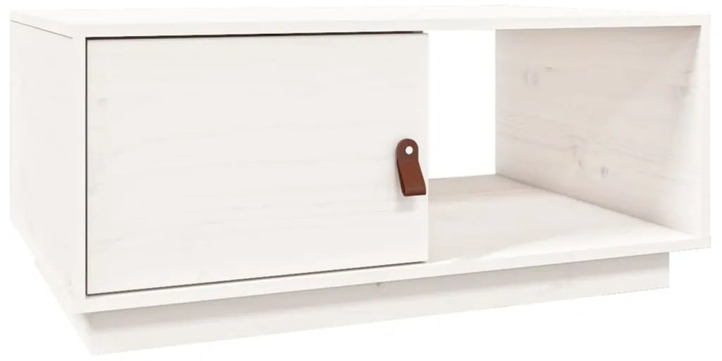 Tavolino da salotto bianco 80x50x35,5 cm legno massello di pino