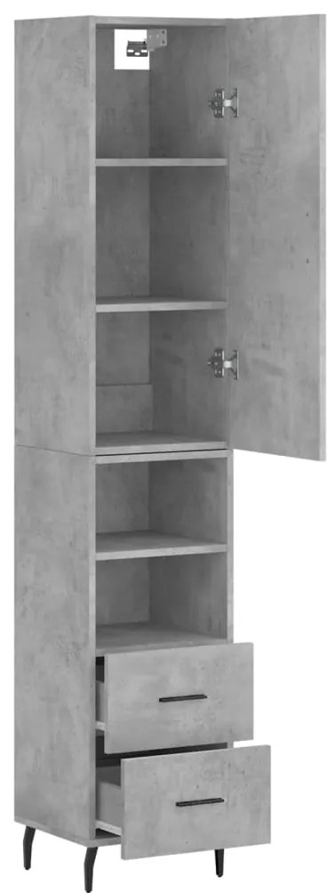 Credenza Grigio Cemento 34,5x34x180 cm in Legno Multistrato