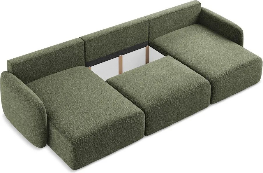 Divano angolare verde allungabile/con contenitore Kalena – Makamii