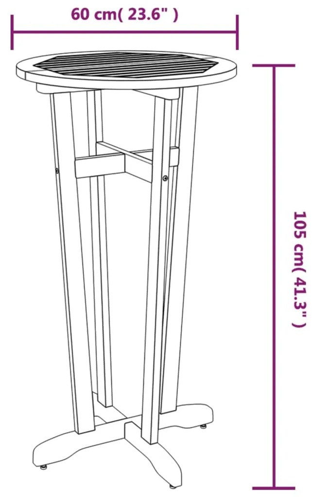 Set da Bar 3 pz in Legno Massello di Acacia