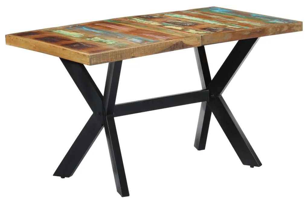 Tavolo Da Pranzo 140x70x75 Cm İn Legno Massello Di Recupero /