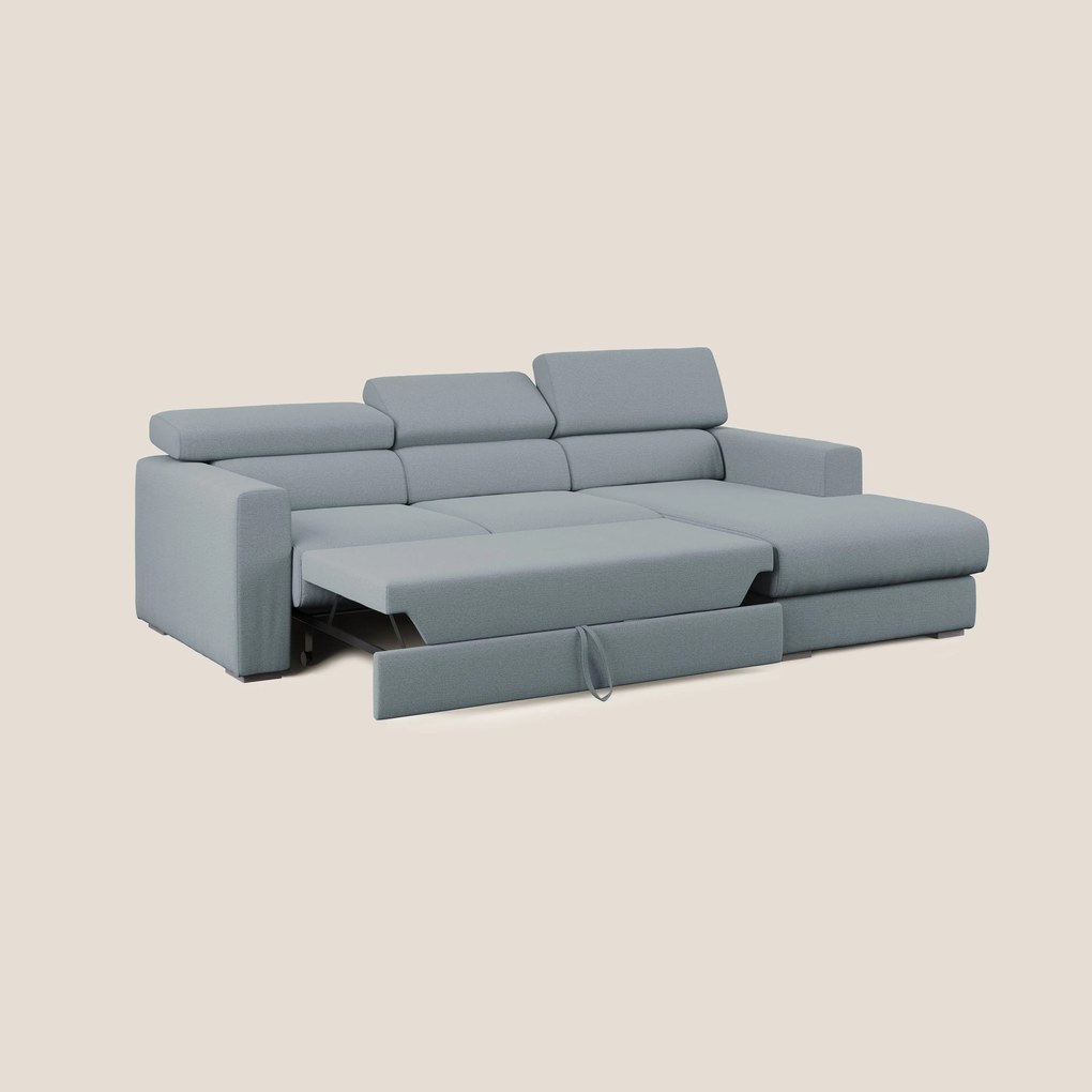 Dylan divano angolare con estraibile a cassettone in tessuto fiammato simil cotone impermeabile T19
