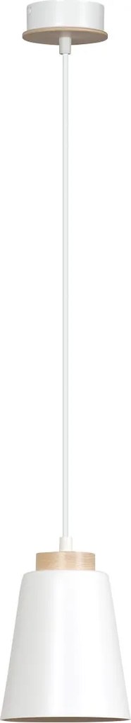 Lampadario a Sospensione in Acciaio e Legno BOLERO White