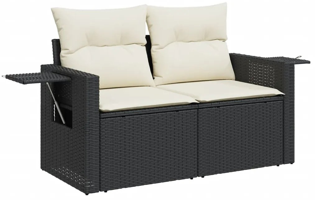 Set Divani da Giardino 5 pz con Cuscini in Polyrattan Nero