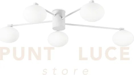 Hermes plafoniera 5 luci attacco g9 bianco lampadine incluse 90cm