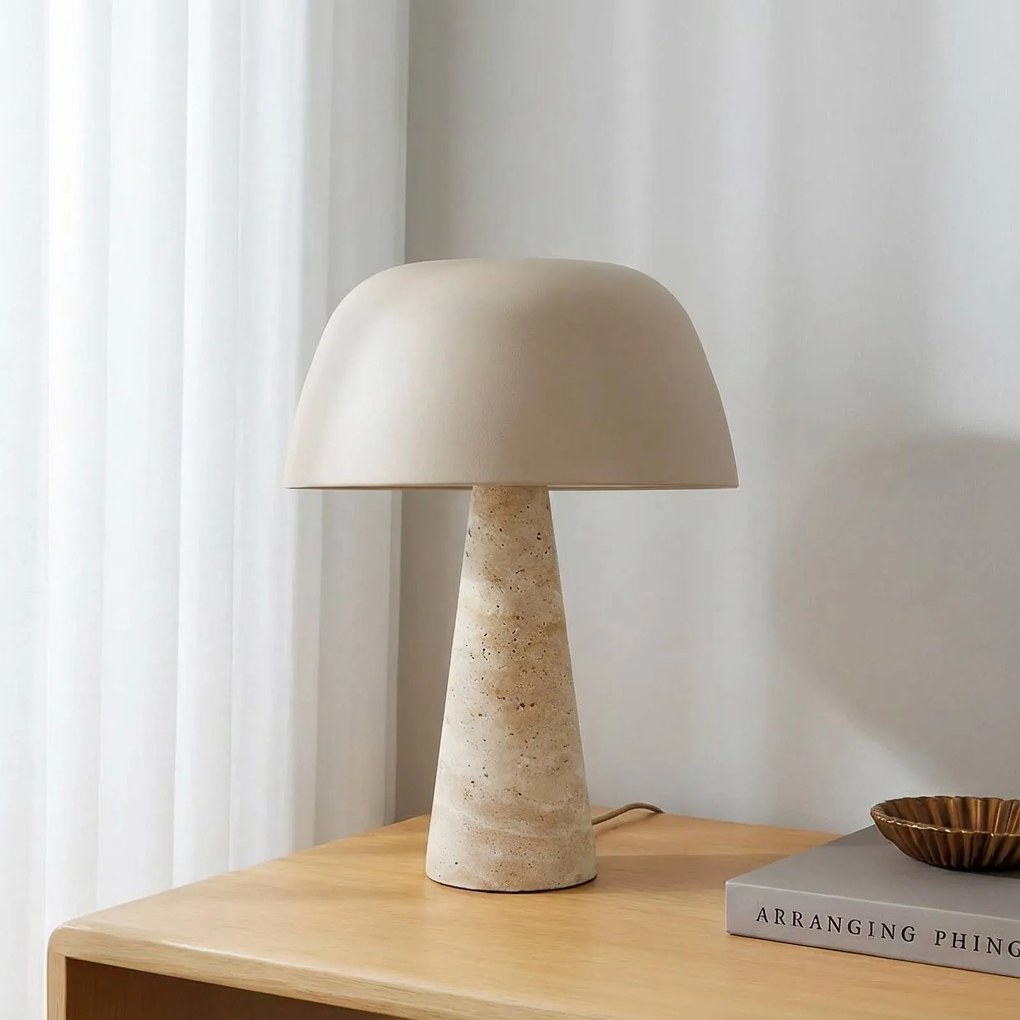 Lampada da tavolo Magritt Lindby, Crema / Ambra, Soggiorno / Sala da pranzo, Pietra, Moderno, Lampada da tavolo