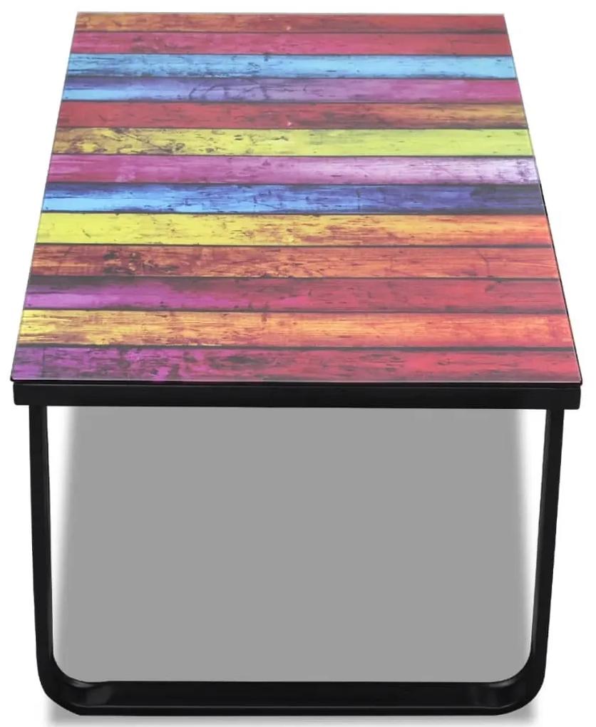 Tavolino da caffè con stampa su vetro arcobaleno
