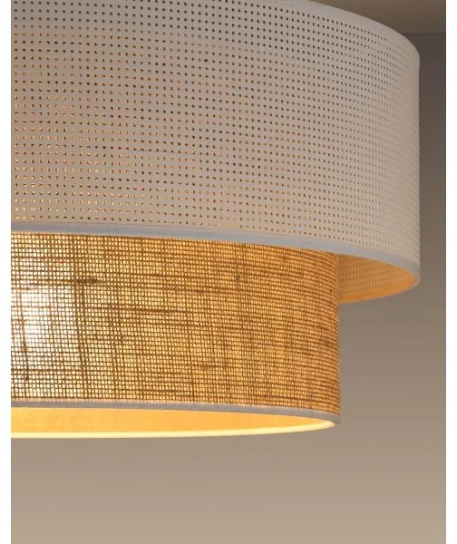 Lampadario a sospensione con cavo BORHO 1xE27/60W/230V Ø 40 cm bianco/iuta