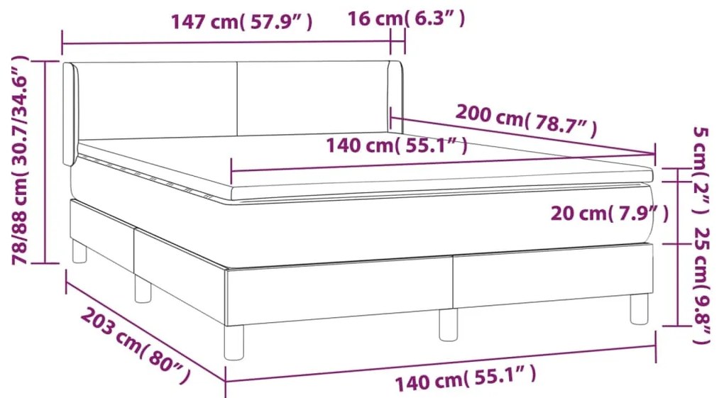 Giroletto a Molle con Materasso Tortora 140x200 cm in Tessuto